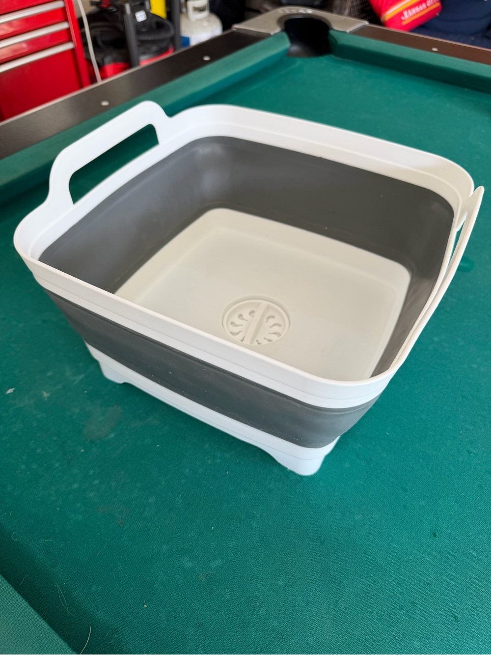 Collapsible Square Silicone Wash Bin - Gray & White